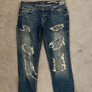 Zara Low Rise Ripped Jeans